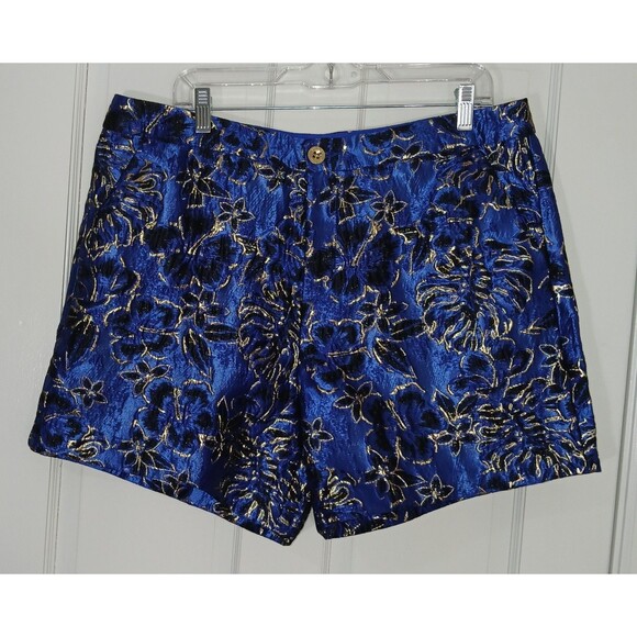 New NWT Lilly Pulitzer Callahan SHORTS Blue Grotto Twilight Floral Brocade Sz 16 - Picture 4 of 13